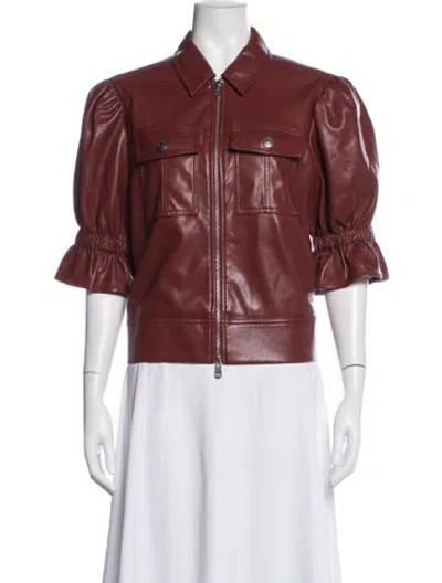 Pre-owned Cinq À Sept Faux Leather Jacket W/ Tags In Red