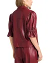 Cinq À Sept Cinq A Sept Faux Leather Puff Sleeve Jacket In Burgundy