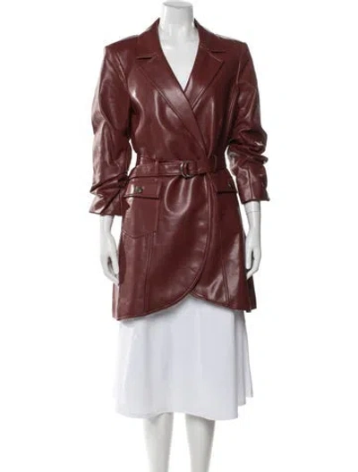 Pre-owned Cinq À Sept Faux Leather Trench Coat W/ Tags In Red