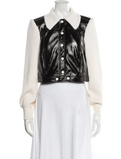 Pre-owned Cinq À Sept Faux Leather Vest In White