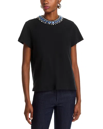 Cinq À Sept Cinq A Sept Faux Pearl And Rhinestone Necklace Danielle Tee In Black