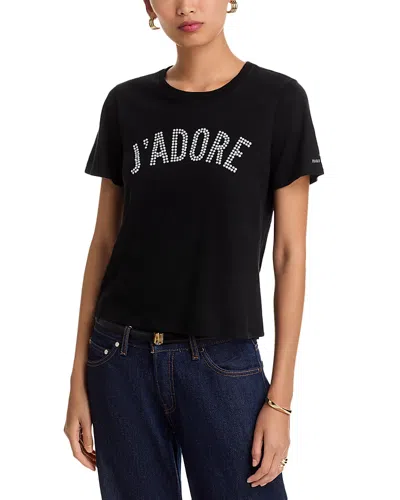 Cinq À Sept Cinq A Sept Faux Pearl Jadore Shrunken Tee In Black