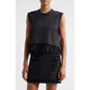 Cinq À Sept Feather Trim Crop Top In Black