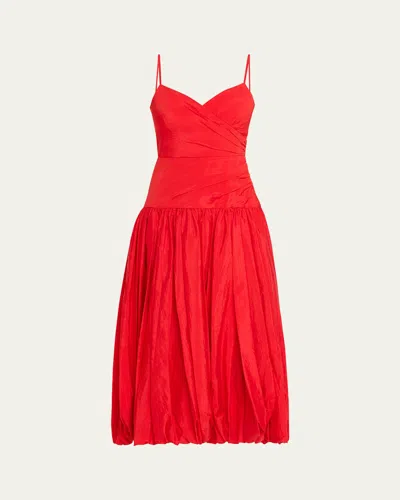 Cinq À Sept Fia Drop-waist Bubble Midi Dress In Red