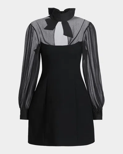 Cinq À Sept Fili Mesh Tieneck Mini Dress In Black