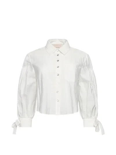 Cinq À Sept Finch Bow Sleeve Shirt In White