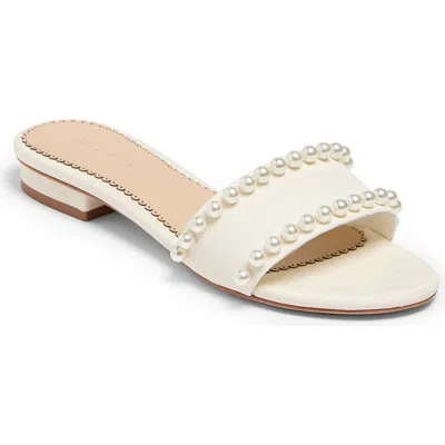 Cinq À Sept Finley Pearly Embellished Slide Sandal In White