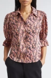 Cinq À Sept Fiona Charming Paisley Button-up Shirt In Brown