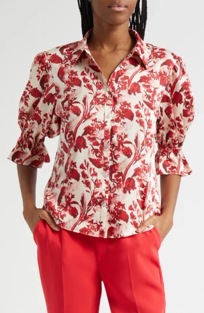 Cinq À Sept Fiona Floral Ribbons Button-up Shirt In Multi