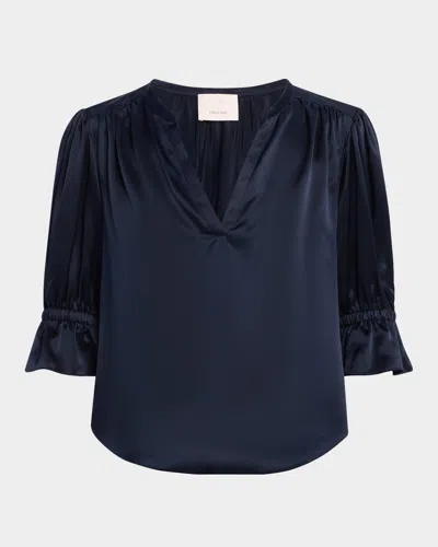CINQ À SEPT FIONA SILK SPLIT-NECK TOP