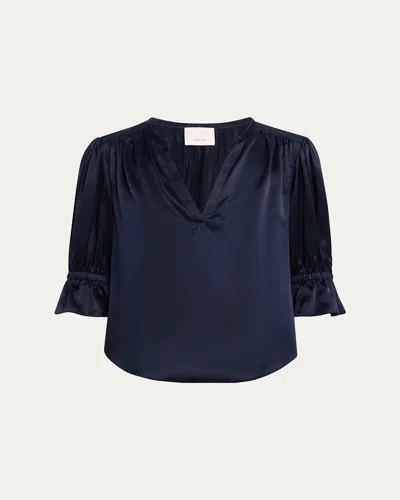 CINQ À SEPT FIONA SILK SPLIT-NECK TOP