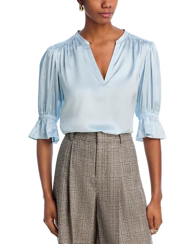 Cinq À Sept Cinq A Sept Fiona Silk Top In Whisper Sky Multi