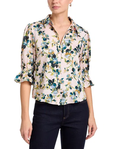 Cinq À Sept Trailing Iris Fiona Floral Button-up Top In Multi