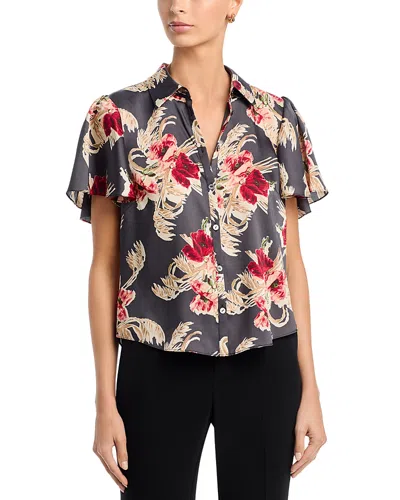 Cinq À Sept Cinq A Sept Fiona Wilted Poppy Flutter Sleeve Top In Multi