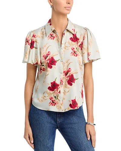 Cinq À Sept Cinq A Sept Fiona Wilted Poppy Flutter Sleeve Top In Multi