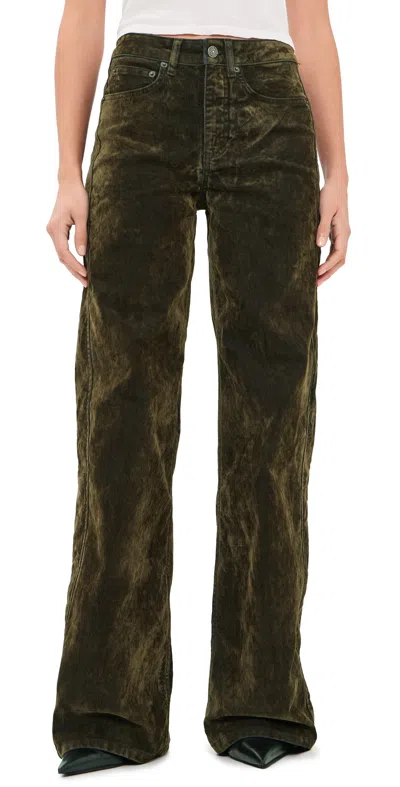 Cinq À Sept Flocked Velvet Betsy Pants Dark Olive In Green