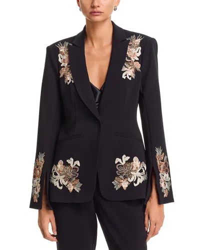 Cinq À Sept Cinq A Sept Floral Border Isby Jacket In Black