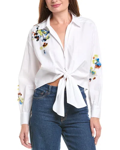 Cinq À Sept Cinq Sequin Flower Marianna Top In White