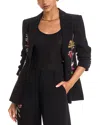 Cinq À Sept Floral Mixed Media Scrunched Cheyenne Blazer In Black Multi In Black