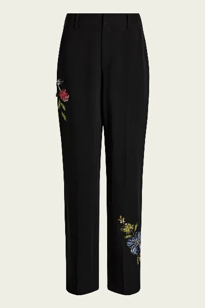 Cinq À Sept Floral Mixed Media Harlan Pant In Black Multi