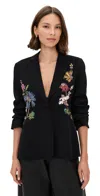 Cinq À Sept Floral Mixed Media Scrunched Cheyenne Blazer In Black Multi In Black