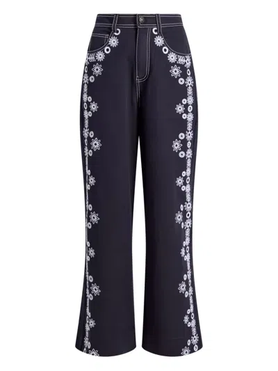 CINQ À SEPT FLORAL-MOTIF STRAIGHT-LEG TROUSERS