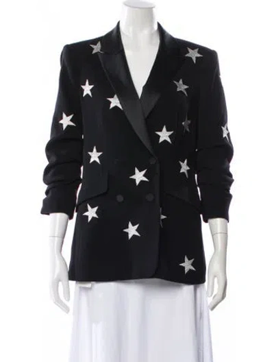 Pre-owned Cinq À Sept Floral Print Blazer In Black