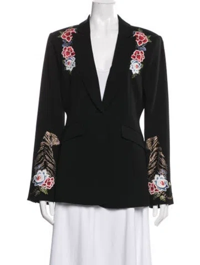 Pre-owned Cinq À Sept Floral Print Blazer In Black