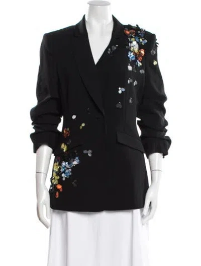 Pre-owned Cinq À Sept Floral Print Blazer In Black