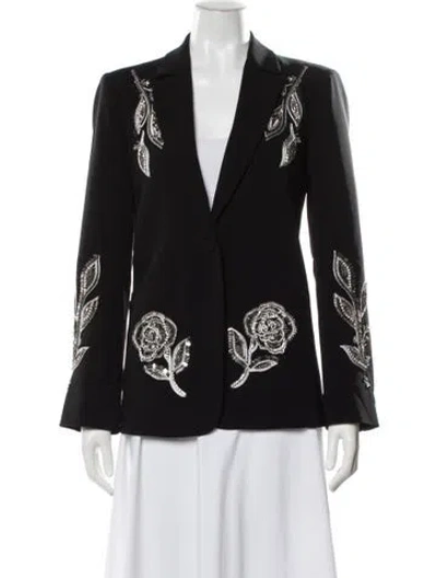 Pre-owned Cinq À Sept Floral Print Blazer In Black