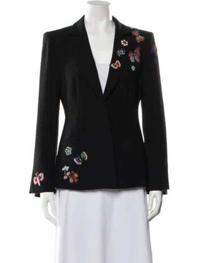 Pre-owned Cinq À Sept Floral Print Blazer In Black