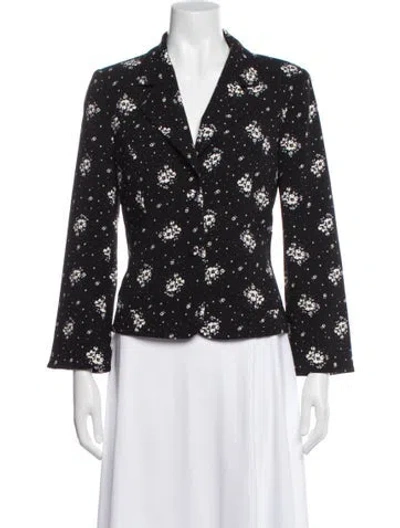 Pre-owned Cinq À Sept Floral Print Blazer In Black