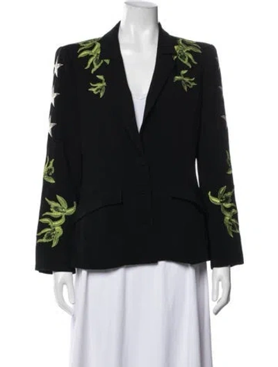 Pre-owned Cinq À Sept Floral Print Blazer In Black