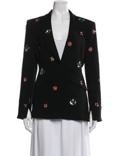Pre-owned Cinq À Sept Floral Print Blazer In Black