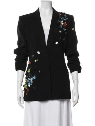 Pre-owned Cinq À Sept Floral Print Blazer In Black
