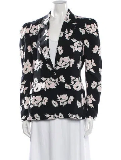 Pre-owned Cinq À Sept Floral Print Blazer In Black