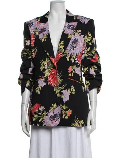 Pre-owned Cinq À Sept Floral Print Blazer In Black