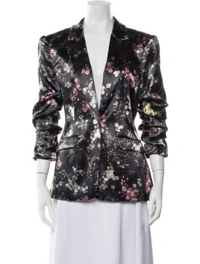 Pre-owned Cinq À Sept Floral Print Blazer In Black
