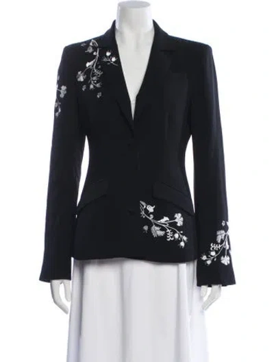 Pre-owned Cinq À Sept Floral Print Blazer In Blue