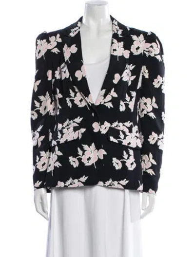 Pre-owned Cinq À Sept Floral Print Blazer In Blue