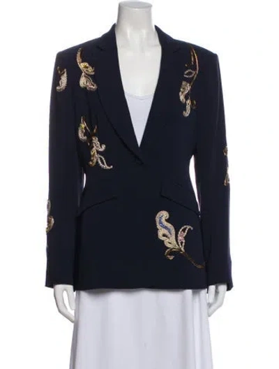 Pre-owned Cinq À Sept Floral Print Blazer In Blue