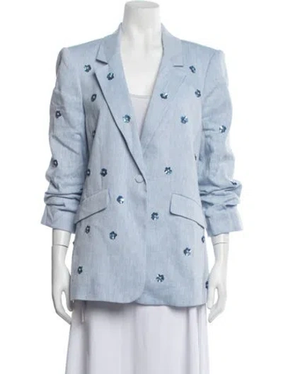 Pre-owned Cinq À Sept Floral Print Blazer In Blue
