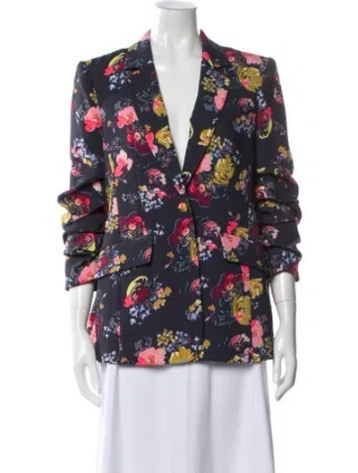 Pre-owned Cinq À Sept Floral Print Blazer In Gray
