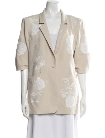 Pre-owned Cinq À Sept Floral Print Blazer In Neutrals