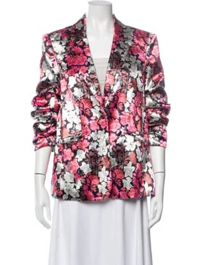 Pre-owned Cinq À Sept Floral Print Blazer In Pink