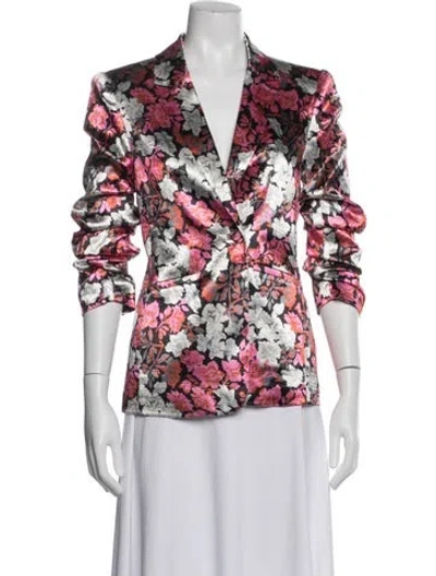 Pre-owned Cinq À Sept Floral Print Blazer In Pink
