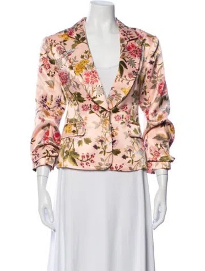 Pre-owned Cinq À Sept Floral Print Blazer In Pink