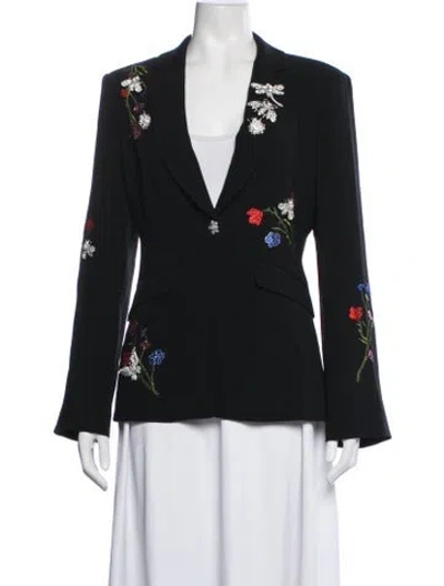 Pre-owned Cinq À Sept Floral Print Blazer W/ Tags In Black
