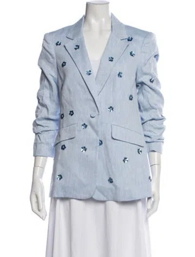 Pre-owned Cinq À Sept Floral Print Blazer W/ Tags In Blue