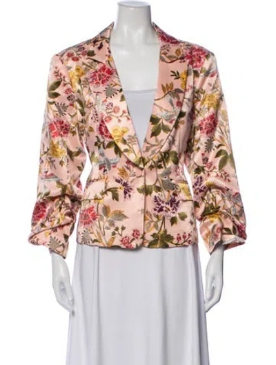 Pre-owned Cinq À Sept Floral Print Blazer W/ Tags In Pink